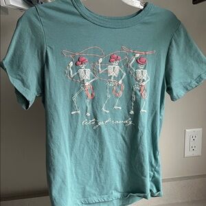 Zoe + Liv Green Tee with Dancing Skeletons